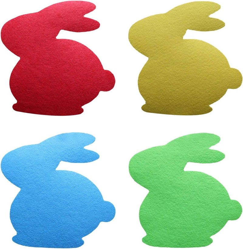 ويوبلز مجموعة مفارش طعام مرحة على شكل أرنب عيد الفصح، 4 قطع - مانعة للانزلاق، مقاومة للحرارة، قابلة للغسل، مناسبة للأطباق والأكواب - لتزيين طاولة الطعام، 23.5 × 23.5 سم - Image 1